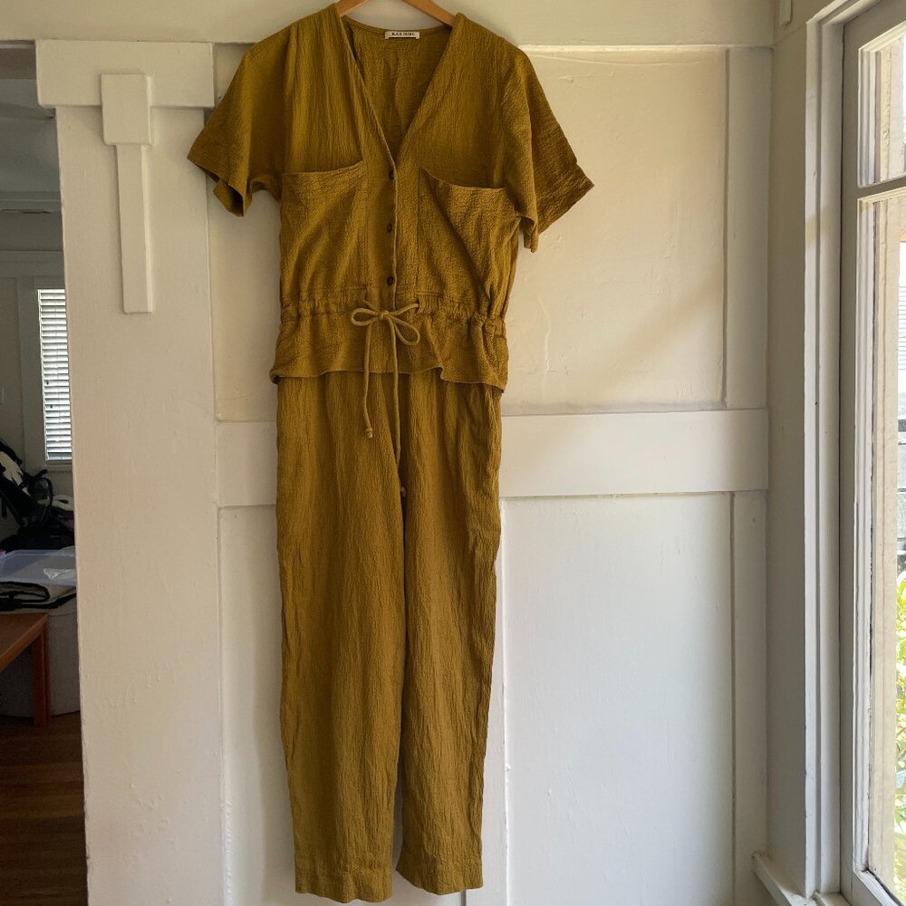 Black Crane Mustard Cotton Short Sleeve Sack Jumper Jumpsuit Small